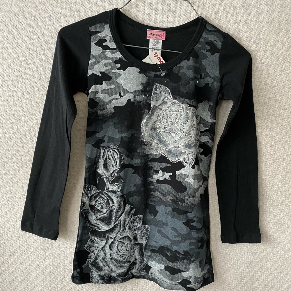 California Girlz Blk w/Silver Glitter Top, S 7-8